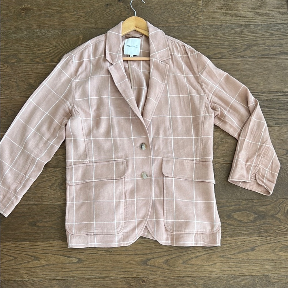 Madewell Pink Plaid Blazer